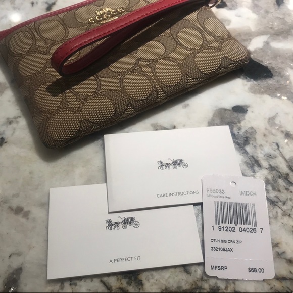 Coach Mini Wallet, Red/Khaki - Picture 5 of 5